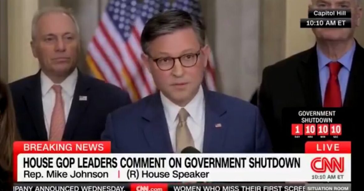 CNN CUTS OFF Speaker Johnson as He Attacks Democrats For Shutting Down the Government Over Healthcare Funding for Illegal Aliens (VIDEO) CNN CUTS OFF Speaker Johnson as He Attacks Democrats For Shutting Down the Government Over Healthcare Funding for Illegal Aliens (VIDEO)