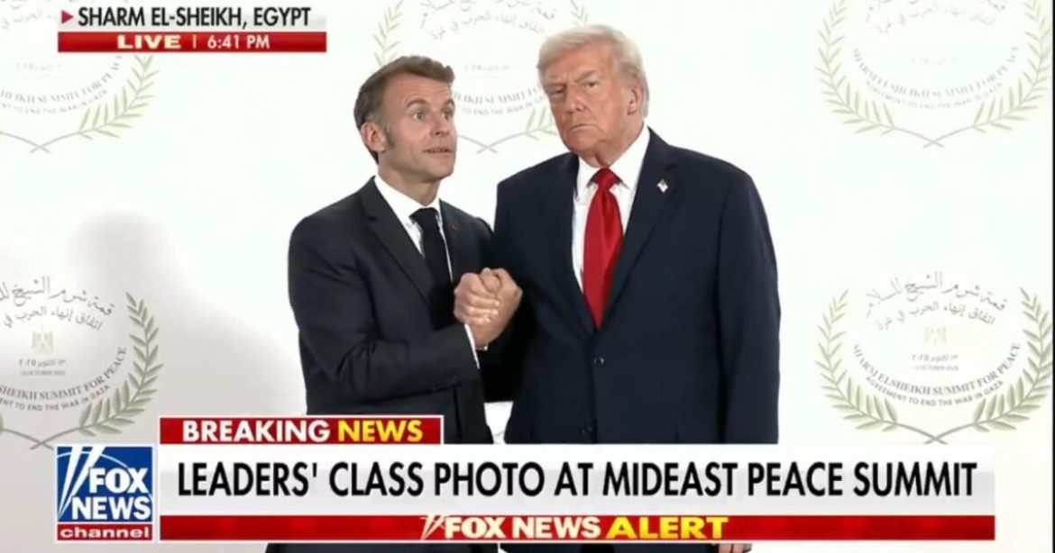 President Trump Dominates Macron in Power Play Handshake During Historic Gaza Peace Deal (VIDEO)