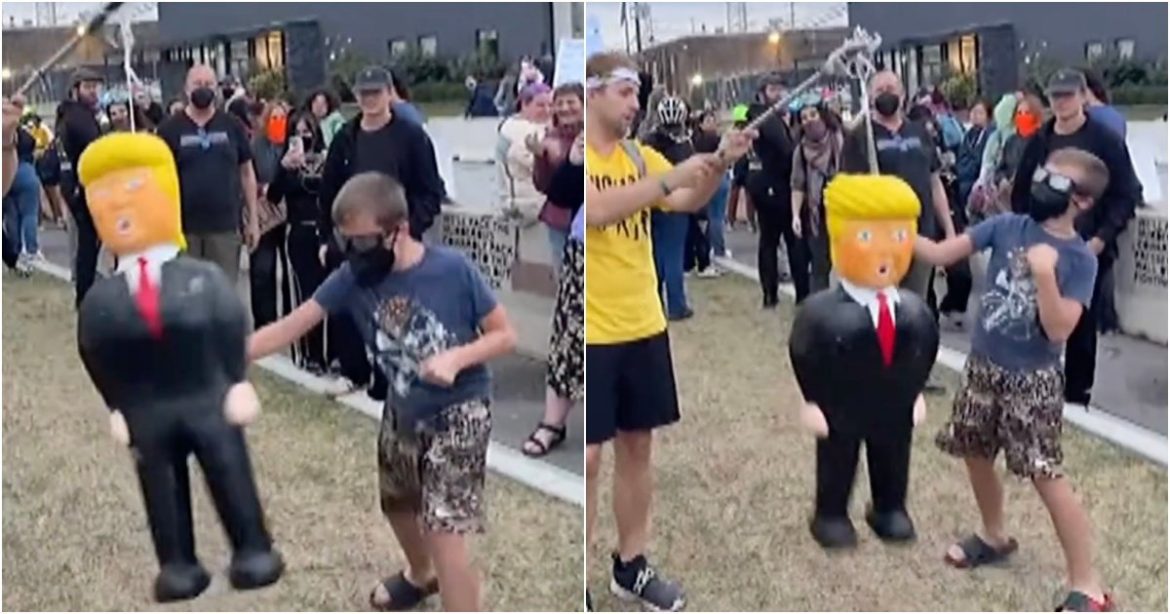 Children Beat and STAB Trump Effigy as Unhinged Leftists Cheer and Laugh in Disturbing “No Kings Day” Protest Scene