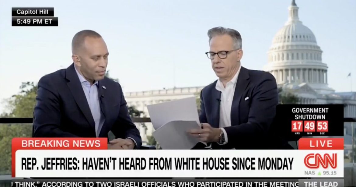 CNN’s Jake Tapper Corners Hakeem Jeffries on LIVE TV — Confronts Him on Hidden Provision That Gives Illegal Aliens Healthcare Through Emergency Medicaid and Asylum Loopholes CNN’s Jake Tapper Corners Hakeem Jeffries on LIVE TV — Confronts Him on Hidden Provision That Gives Illegal Aliens Healthcare Through Emergency Medicaid and Asylum Loopholes