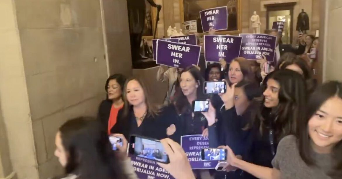 House Democrats Storm Speaker Johnson’s Office Demanding He Swear In Democrat Rep-Elect Grijalva — But Johnson was at the White House Honoring Charlie Kirk (VIDEO)