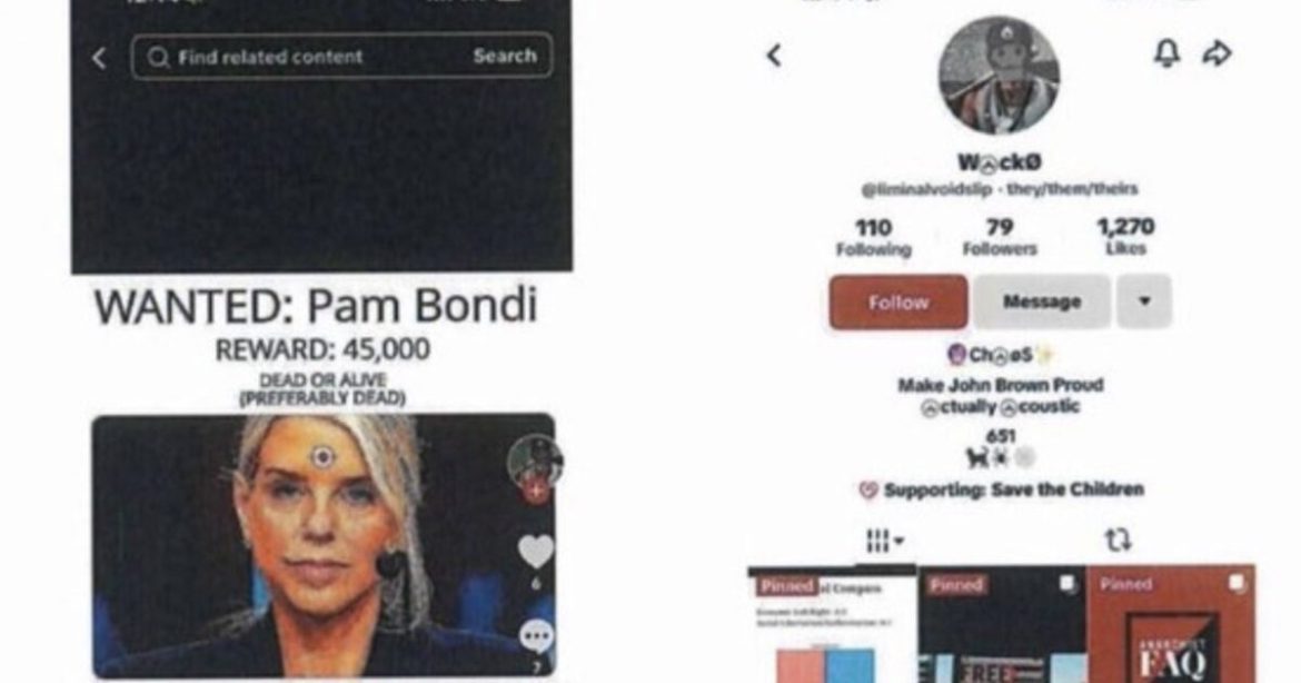 Minnesota Man ARRESTED After Posting Murder-for-Hire TikTok Video Offering $45,000 Bounty for Pam Bondi’s Assassination Minnesota Man ARRESTED After Posting Murder-for-Hire TikTok Video Offering $45,000 Bounty for Pam Bondi’s Assassination