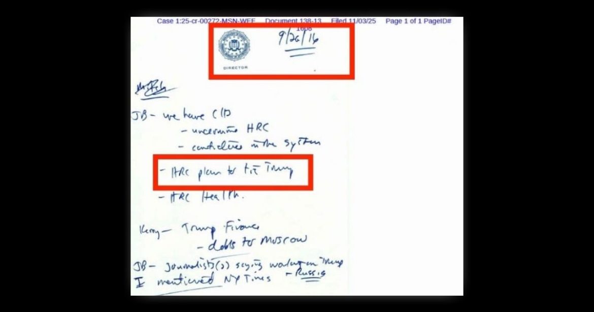 UPDATE: Comey’s Hidden Personal Notes on Russia Collusion Coup Are Found in FBI Secret Safe in Hoover Building