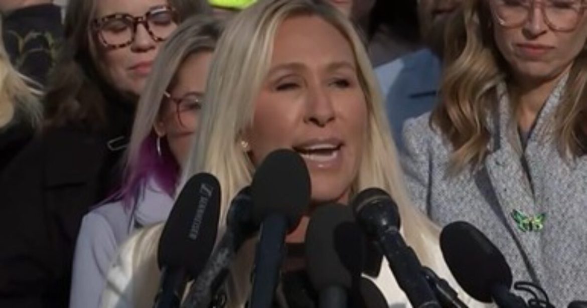 Rep. Marjorie Taylor Greene Takes an Apparent Disgusting Shot at President Trump While Speaking at Press Conference with Epstein Victims (VIDEO)