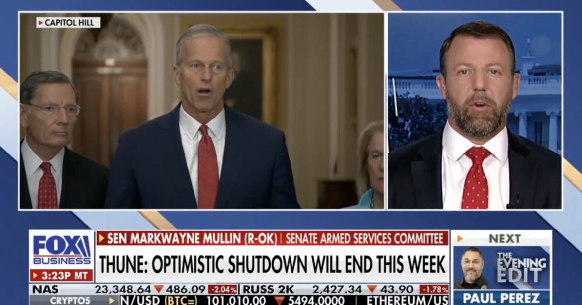 Sen. Markwayne Mullin Reveals Schumer Held Secret BACKROOM MEETING — Orders Democrat Senators to Keep Government SHUT Until After Elections