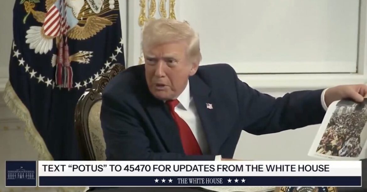 “ARE YOU STUPID?” — Pres. Trump OBLITERATES “Reporter” Who Asked Why He Blames BIDEN for Afghan Terrorist Entering the U.S. — Holds Up Photo of Packed Evacuation Plane to PROVE His Point