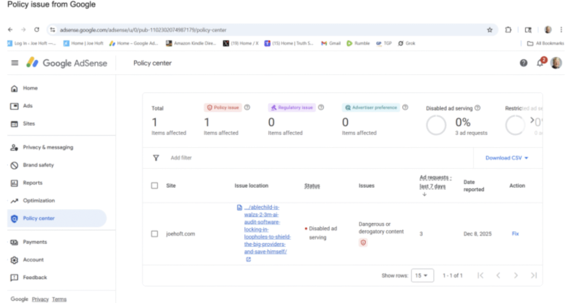 Tech Giant Calls AbleChild “Dangerous,” Punishes Joe Hoft