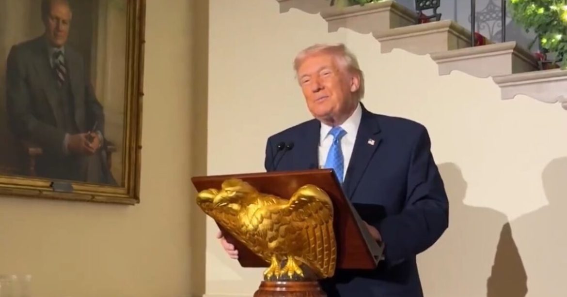 President Trump Drops by First White House Christmas Party with Special Message to Supporters (VIDEO)