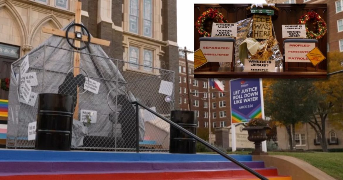 Dallas Church Cages Holy Family in Barbed Wire, Removes Baby Jesus, to Push Open Borders Agenda