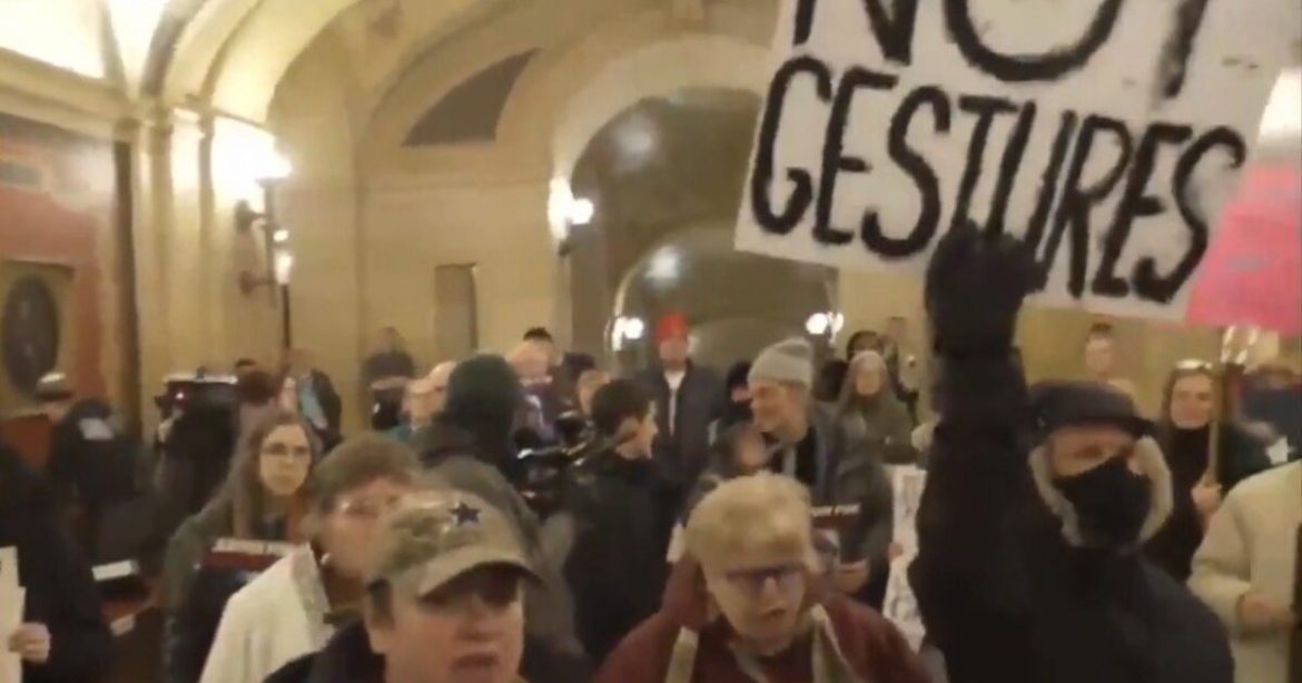 WATCH: Anti-ICE Protesters Storm Tim Walz’s Office at the Minnesota Capitol
