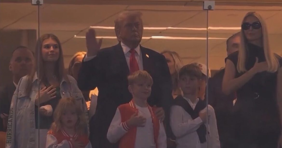 WATCH: Crowd Goes WILD for Trump During National Anthem at the College Football Championship in Miami, FL