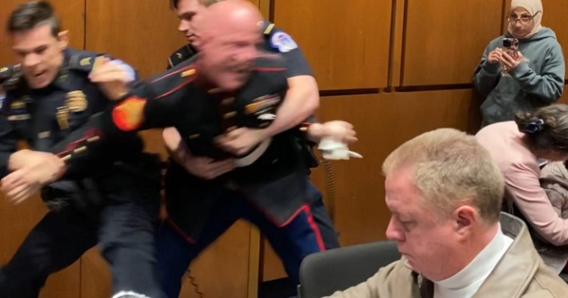 BREAKING EXCLUSIVE: Capitol Police, Senator Sheehy Charge and Tackle Belligerent Anti-War Marine Veteran at Senate Armed Services Committee Meeting (VIDEO)